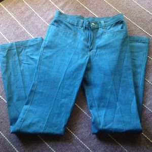 70s style Vintage Azure Blue Flared Jeans 26"waist